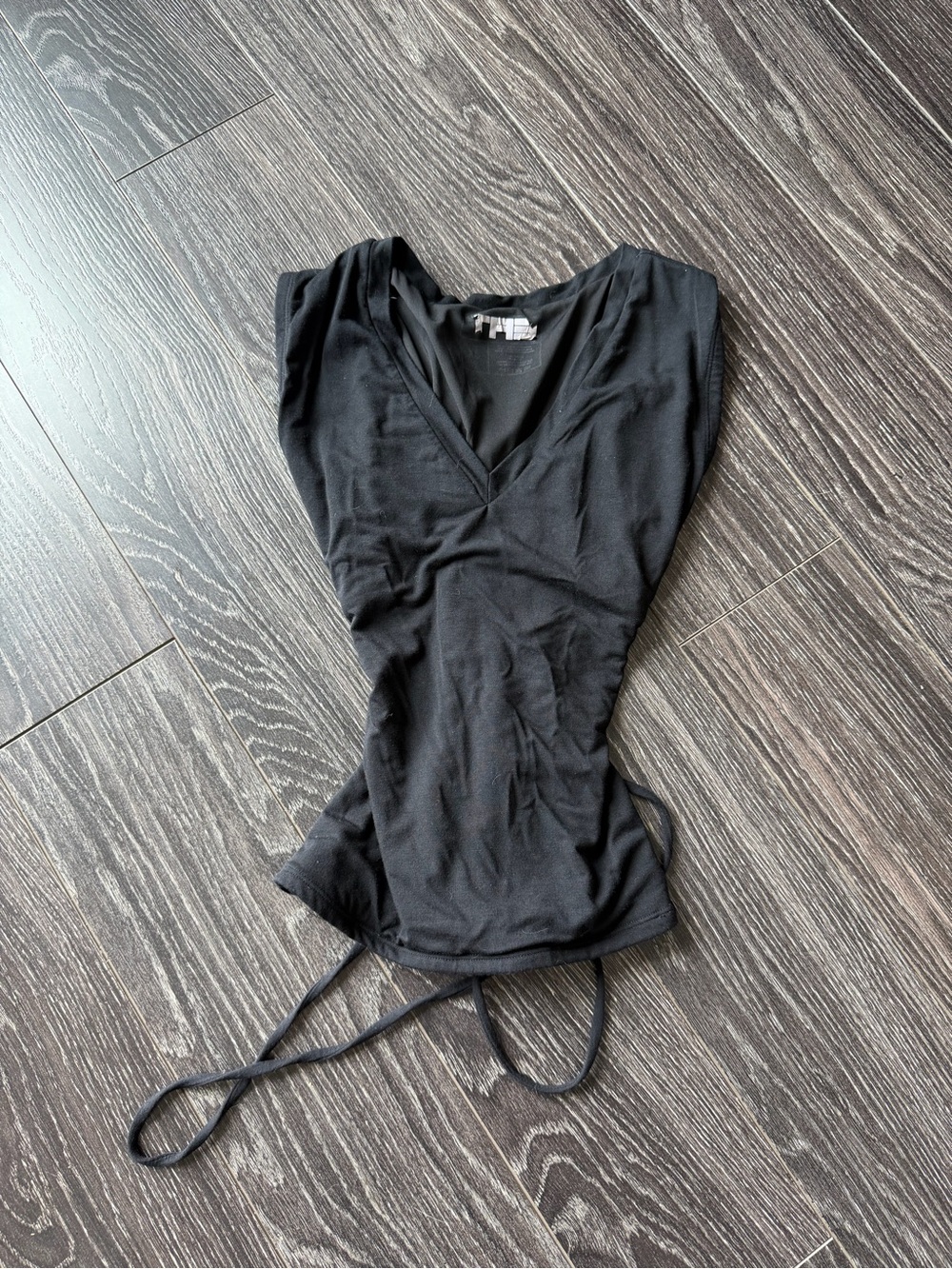 TA3 Black V-Neck Lace Up Back Corset Top